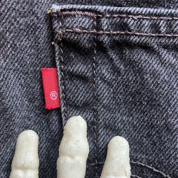 🖤 SOLD 🖤 Y2K Levi's 505 Regular Fit Blank Red Tab Black Jeans ~ Size 32 X 29 - Picture 10 of 11
